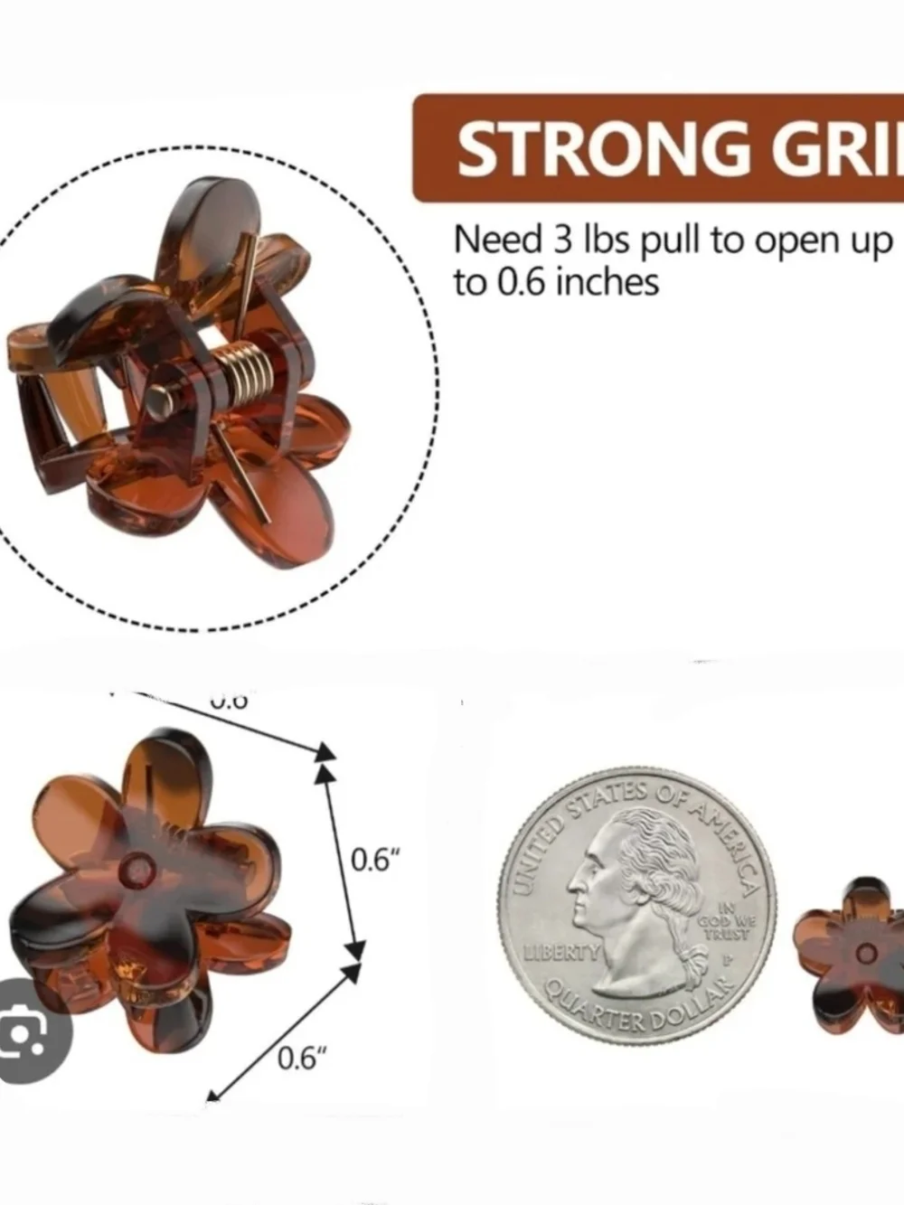 Floral Mini Hair Claw Clip Set - 10 Pack (Brown, Cream, Black)